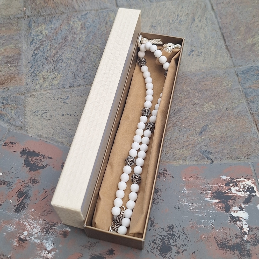Final price drop-Carolyn Pollack Retired Relios 16"-18" White Agate Necklace - Picture 2 of 12